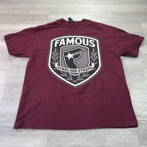 VINTAGE VTG Famous Stars & Straps Shirt Mens XL Red Skate Street Tee Y2K